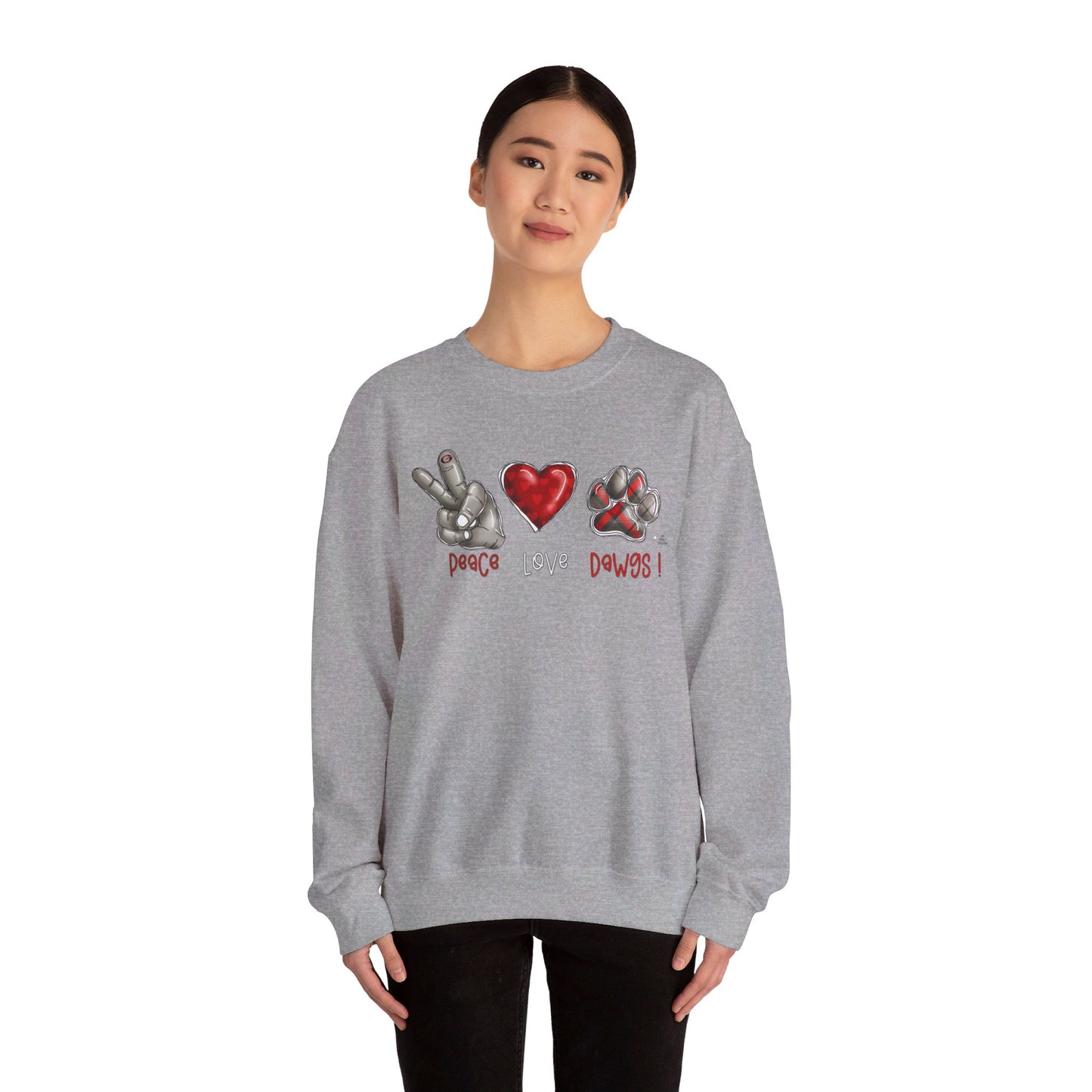 Peace Love and Dawgs UGA Crewneck Sweatshirt, Georgia Bulldogs sweatshirt