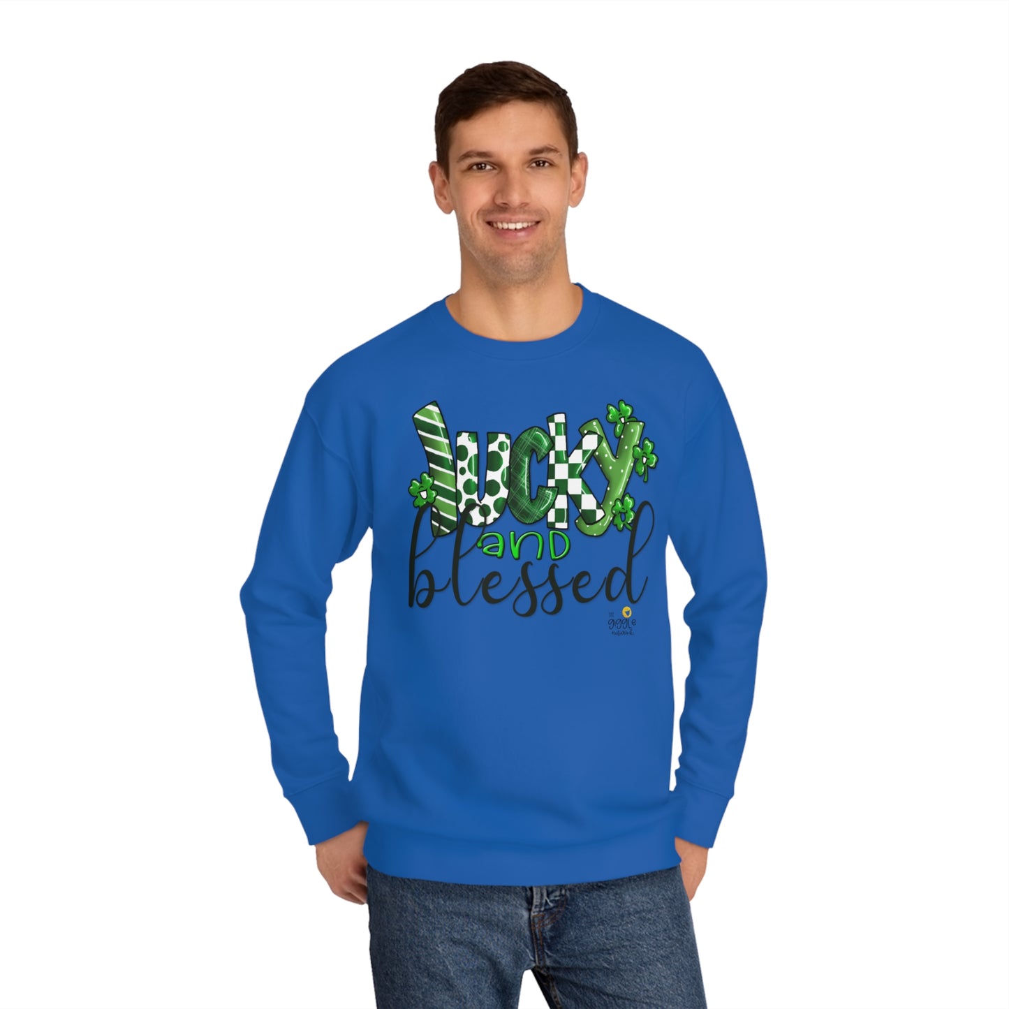 Lucky and Blessed by The Giggle Network, St Patricks Day Day Sweatshirt, March Gift