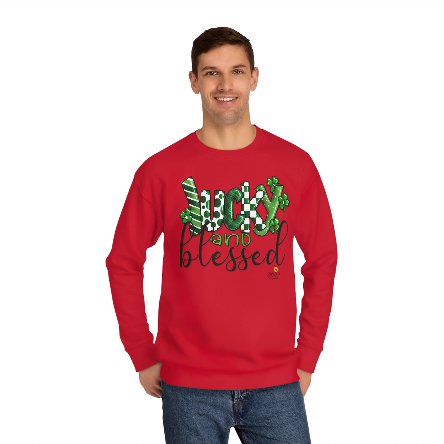 Lucky and Blessed by The Giggle Network, St Patricks Day Day Sweatshirt, March Gift