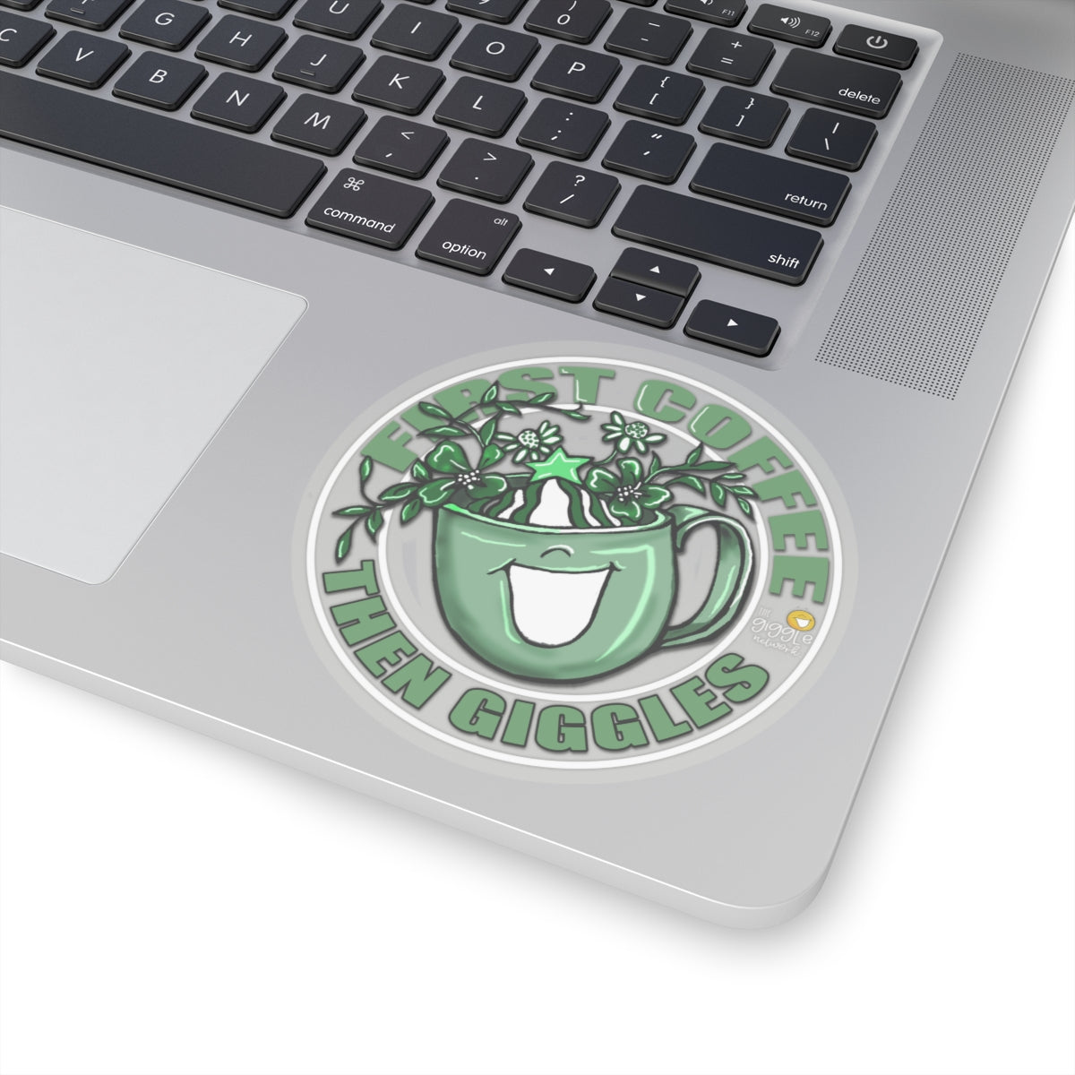 First Coffee Then Giggles Sticker by The Giggle Network (TM)