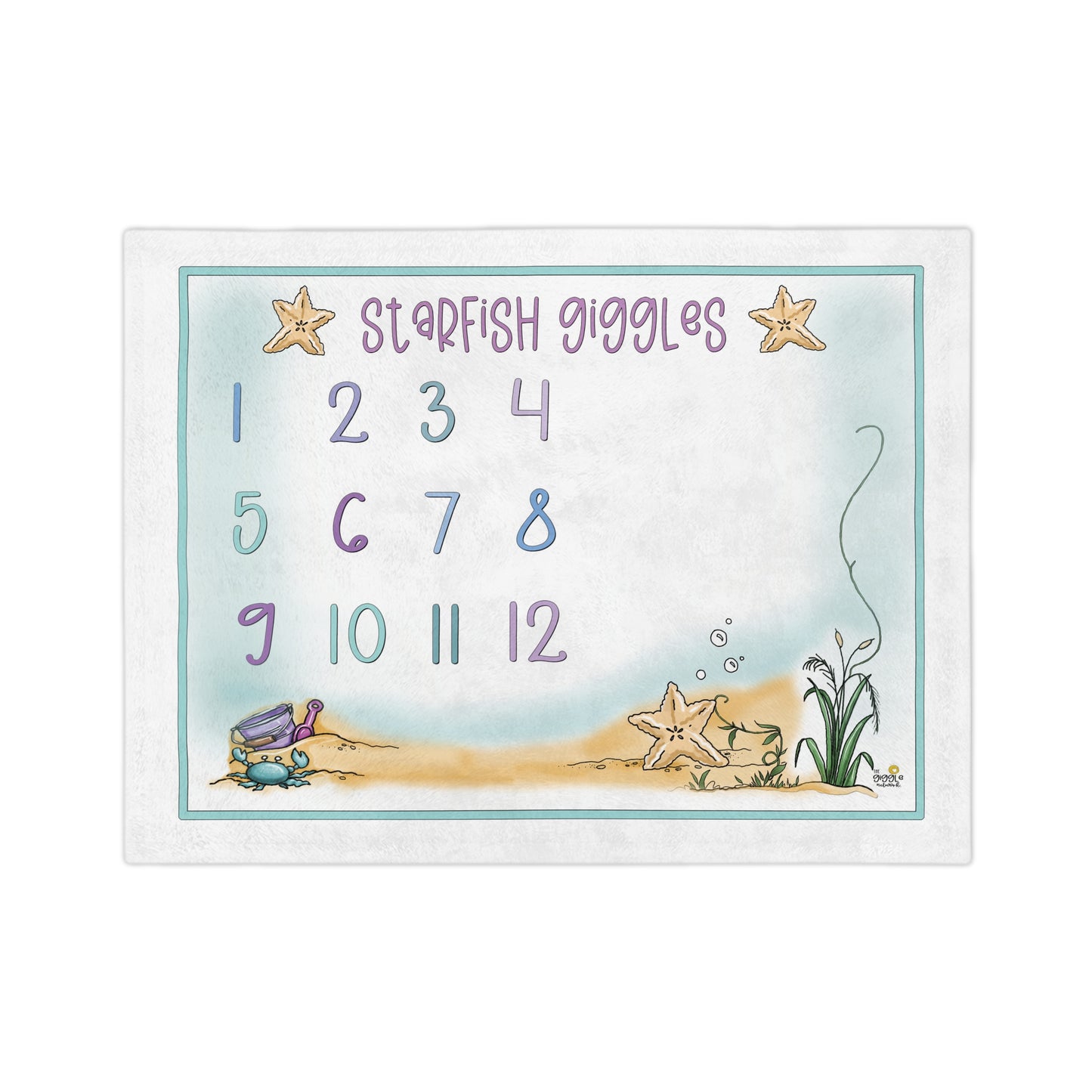 Starfish Giggles Baby's First Year Growth blanket by The Giggle Network TM , Velveteen Microfiber Blanket, Baby's first year Blanket, Baby Growth Blanket
