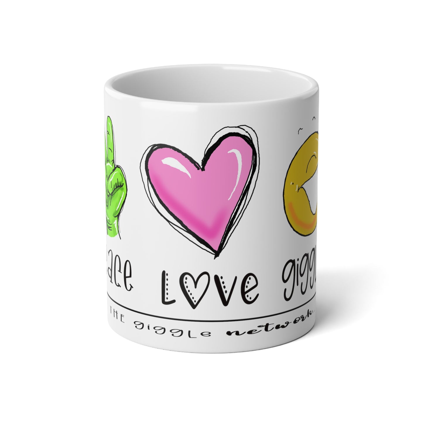 PeaceLove and Giggles by The Giggle NetworkJumbo Mug, 20oz