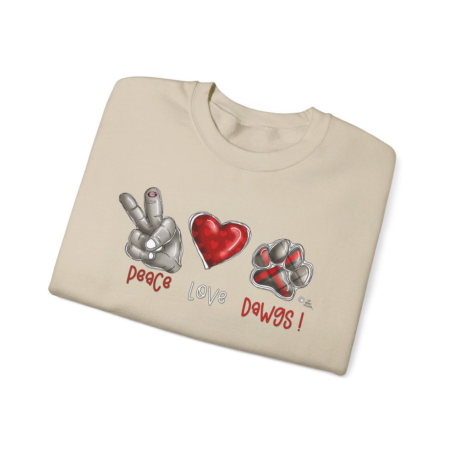 Peace Love and Dawgs UGA Crewneck Sweatshirt, Georgia Bulldogs sweatshirt