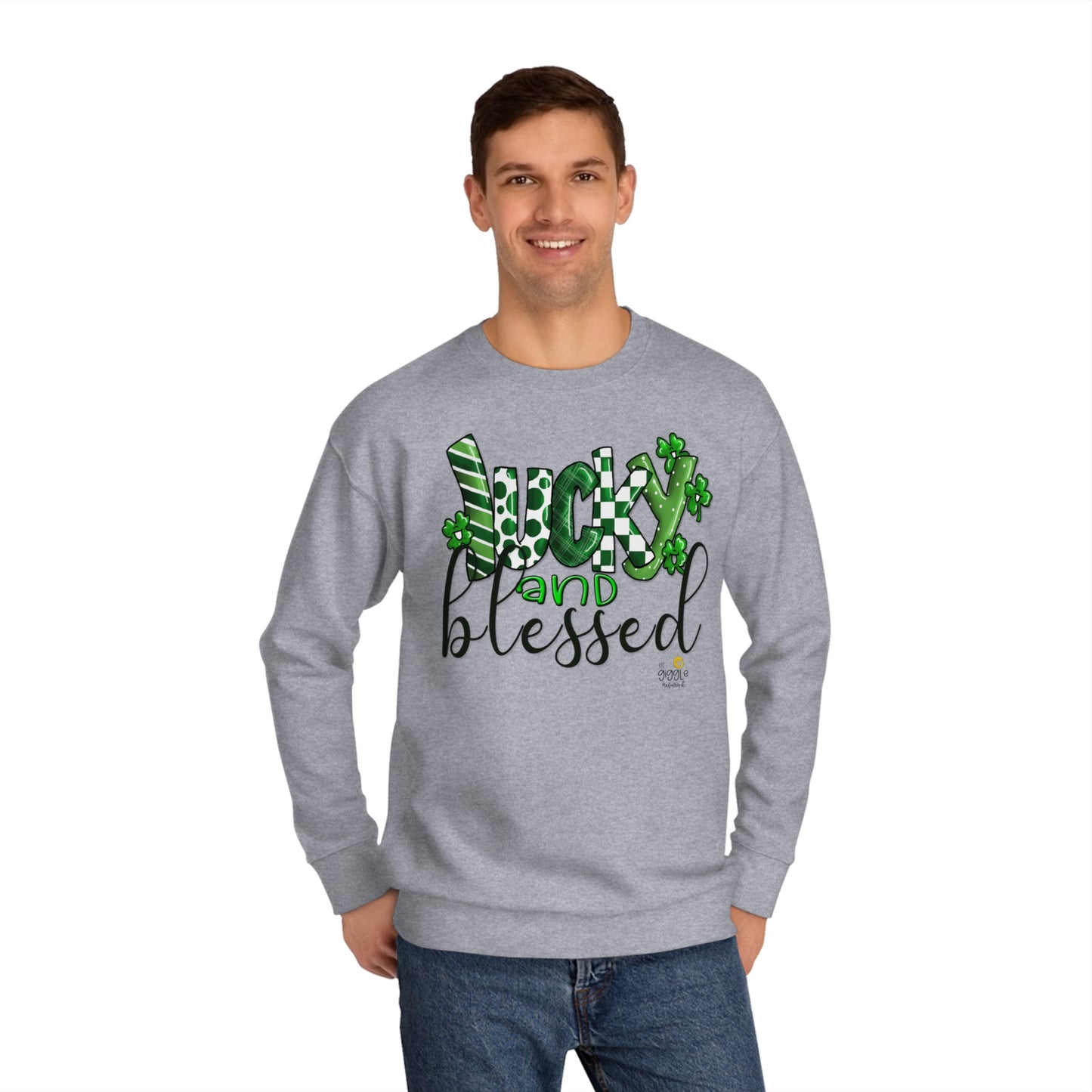 Lucky and Blessed by The Giggle Network, St Patricks Day Day Sweatshirt, March Gift