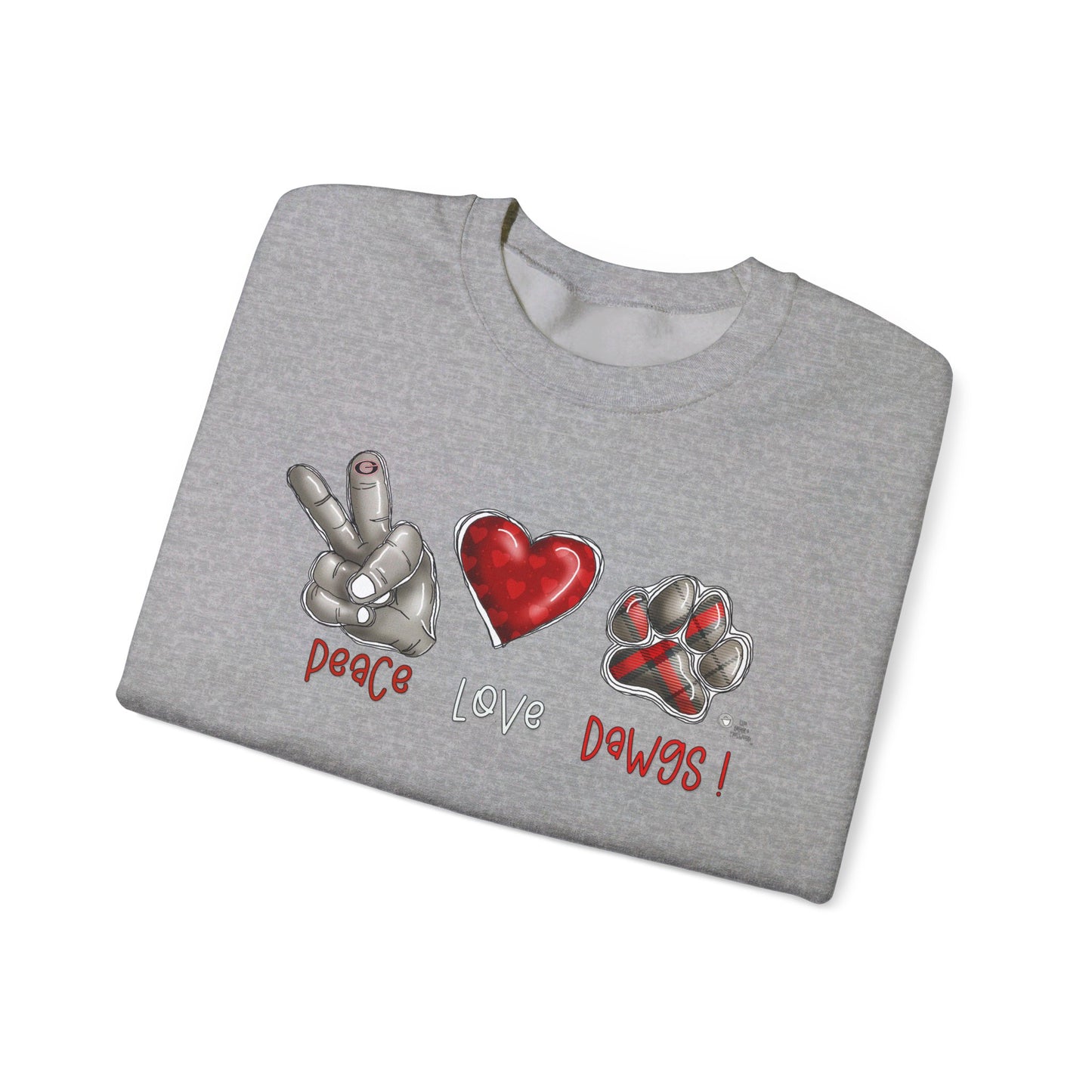 Peace Love and Dawgs UGA Crewneck Sweatshirt, Georgia Bulldogs sweatshirt