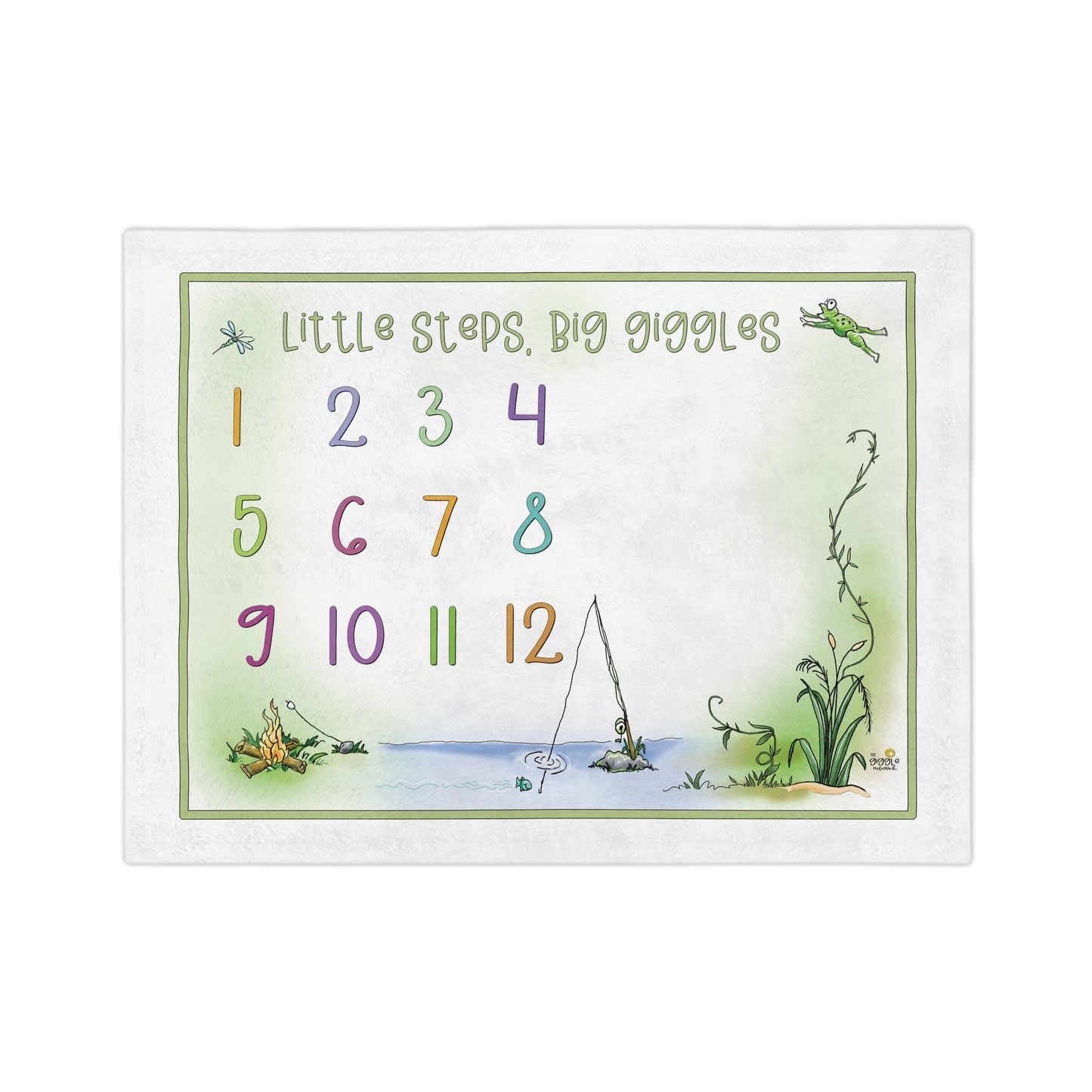 Little Steps, Big Giggles Baby's First Year Growth blanket by The Giggle Network TM , Velveteen Microfiber Blanket, Baby's first year Blanket, Baby Growth Blanket
