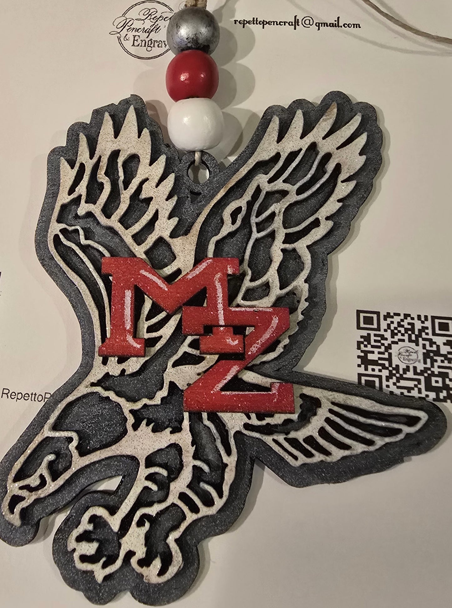 Woooden Hanging Ornament/Air Freshener Eagles Mascot