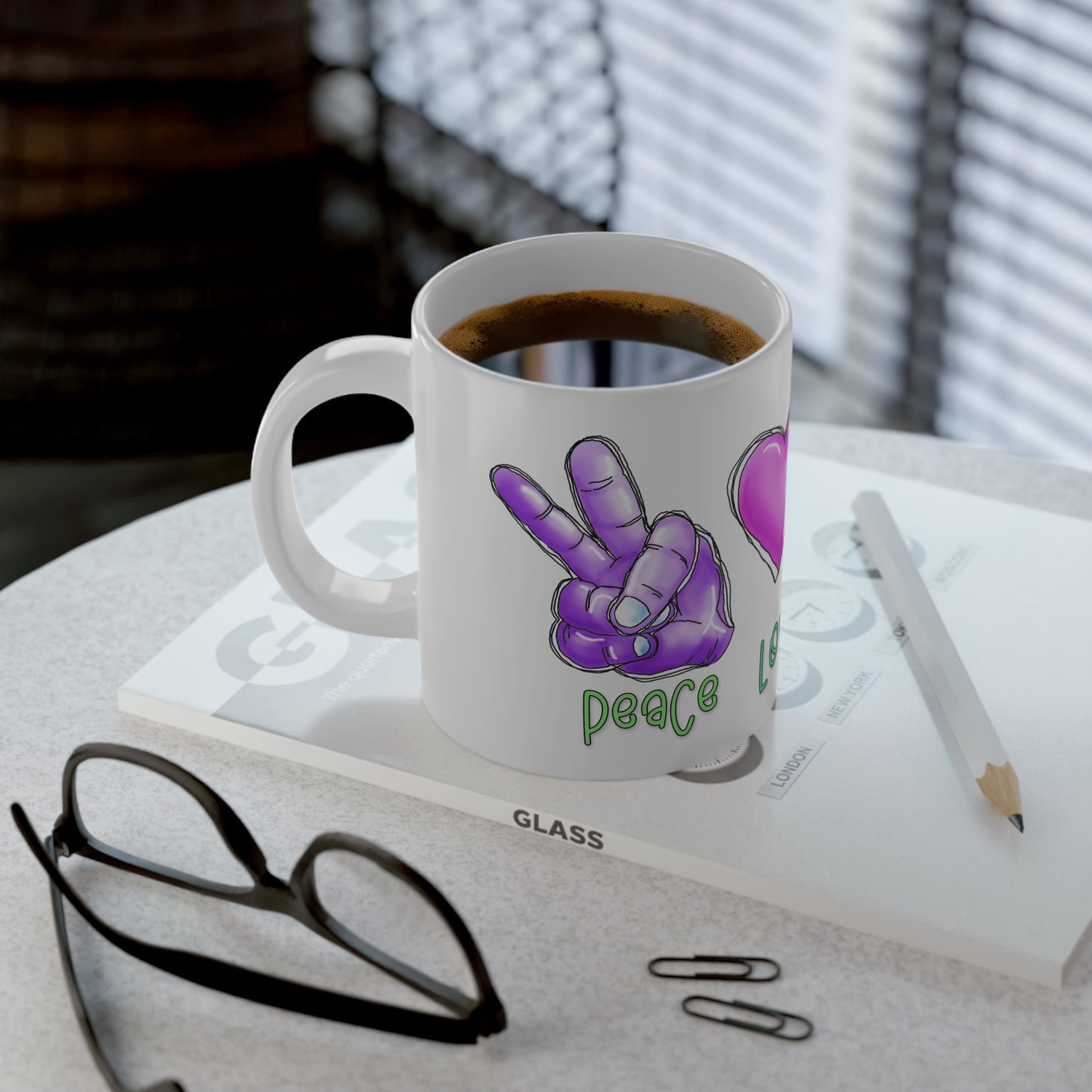 Peace Love and Lucky by The Giggle Network Jumbo Mug, 20oz, St Patrick Day Mug, Clovers Mug, Wear Green and Drink Coffee