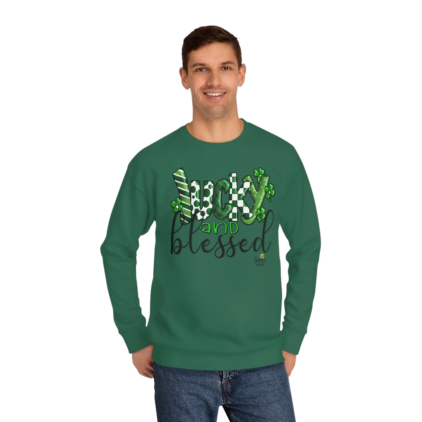 Lucky and Blessed by The Giggle Network, St Patricks Day Day Sweatshirt, March Gift