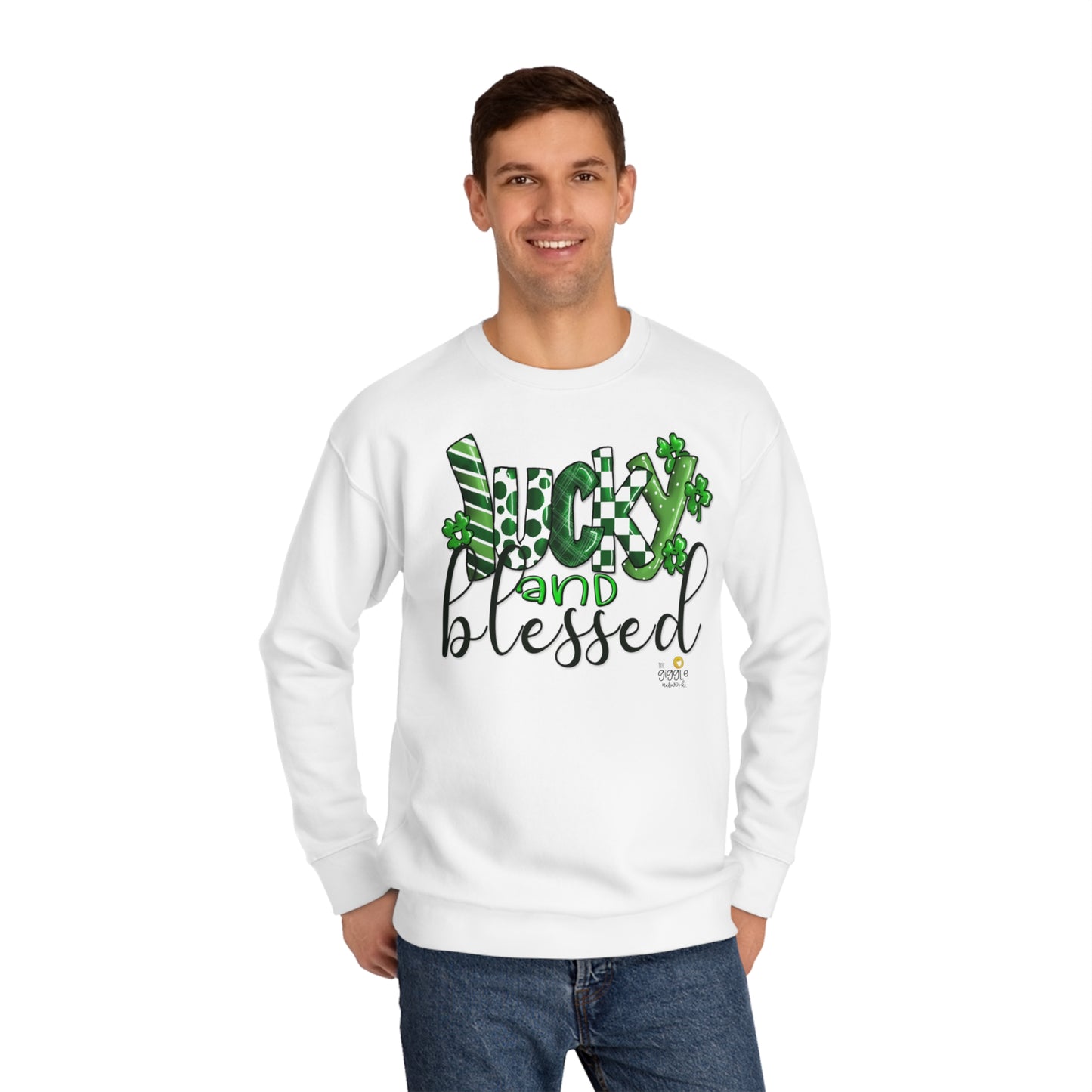 Lucky and Blessed by The Giggle Network, St Patricks Day Day Sweatshirt, March Gift