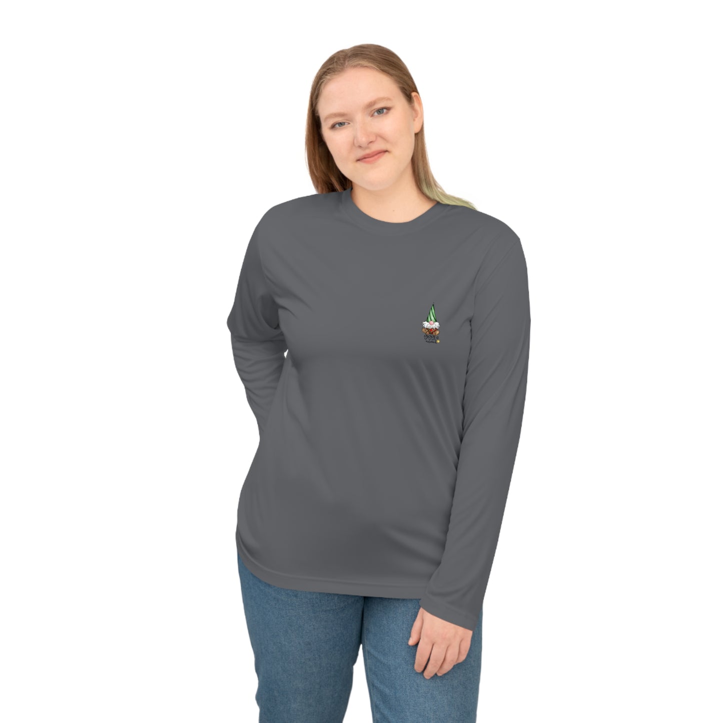 (front and back) Gnomie Wishes and Mistletoes Kisses Long Sleeve Shirt by The Giggle Network