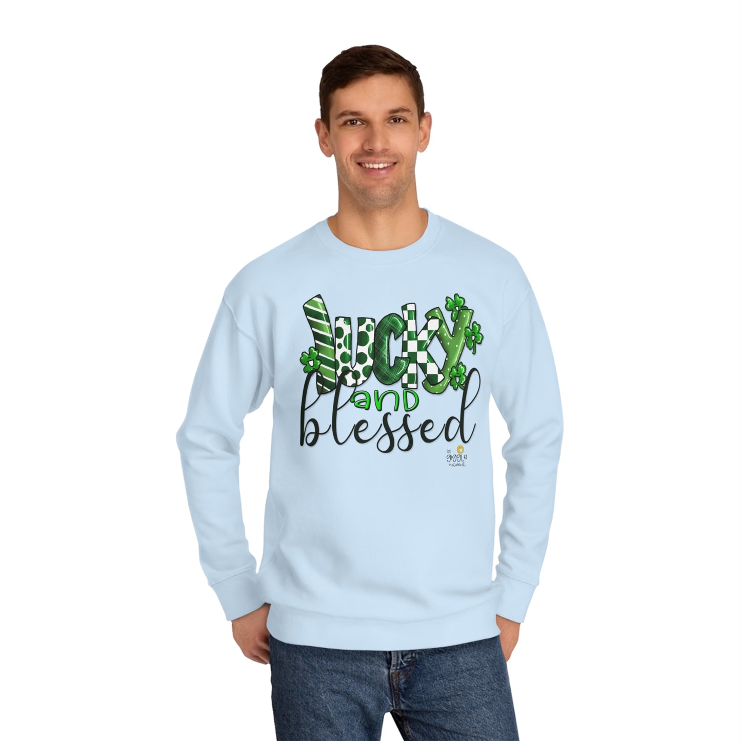 Lucky and Blessed by The Giggle Network, St Patricks Day Day Sweatshirt, March Gift