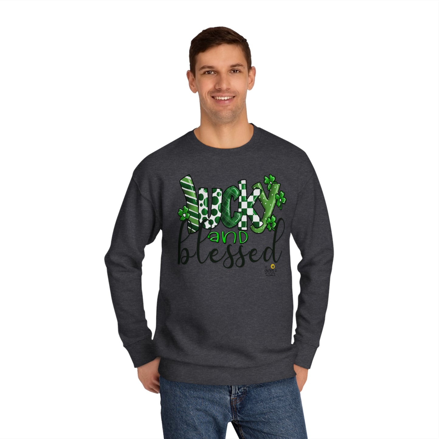 Lucky and Blessed by The Giggle Network, St Patricks Day Day Sweatshirt, March Gift