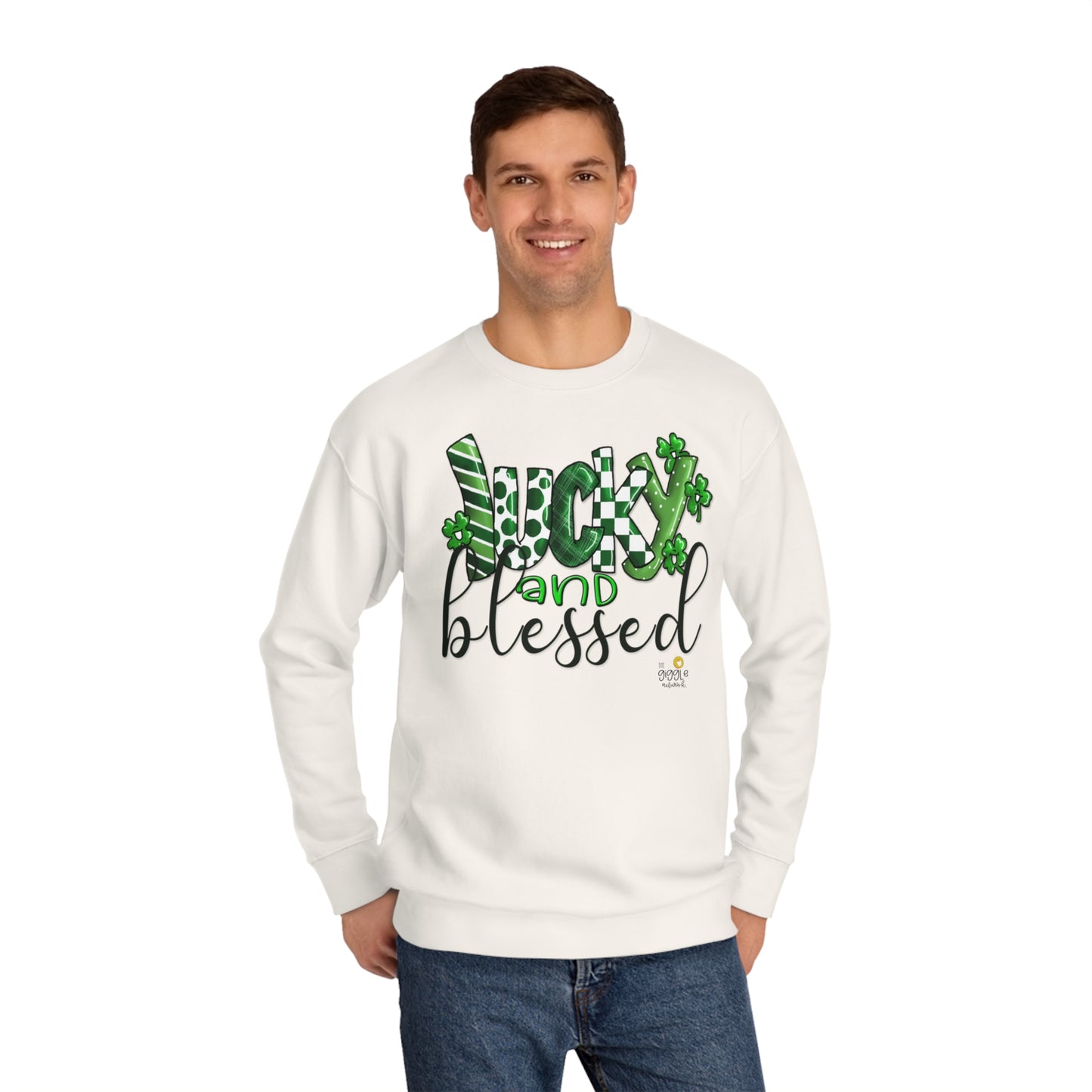 Lucky and Blessed by The Giggle Network, St Patricks Day Day Sweatshirt, March Gift