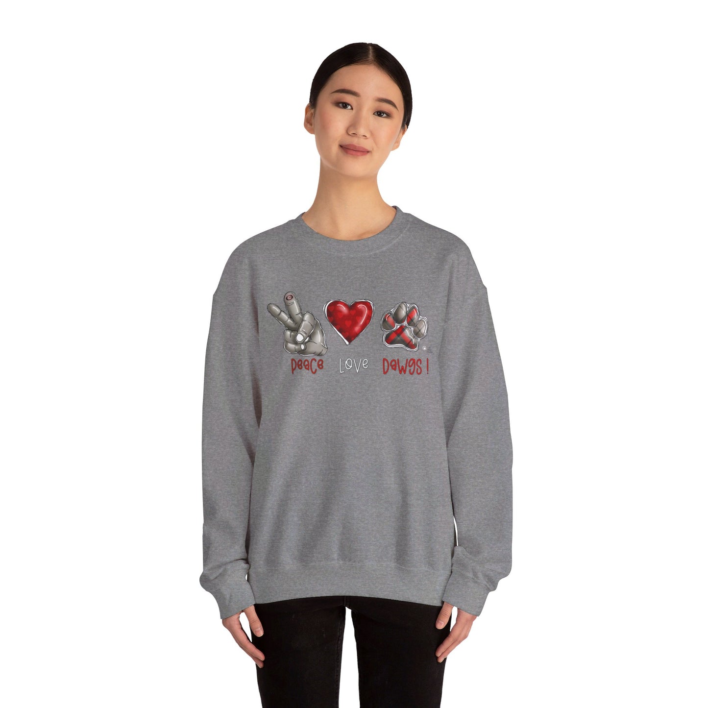 Peace Love and Dawgs UGA Crewneck Sweatshirt, Georgia Bulldogs sweatshirt