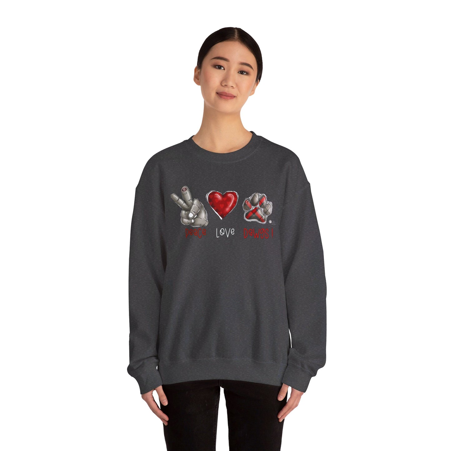 Peace Love and Dawgs UGA Crewneck Sweatshirt, Georgia Bulldogs sweatshirt