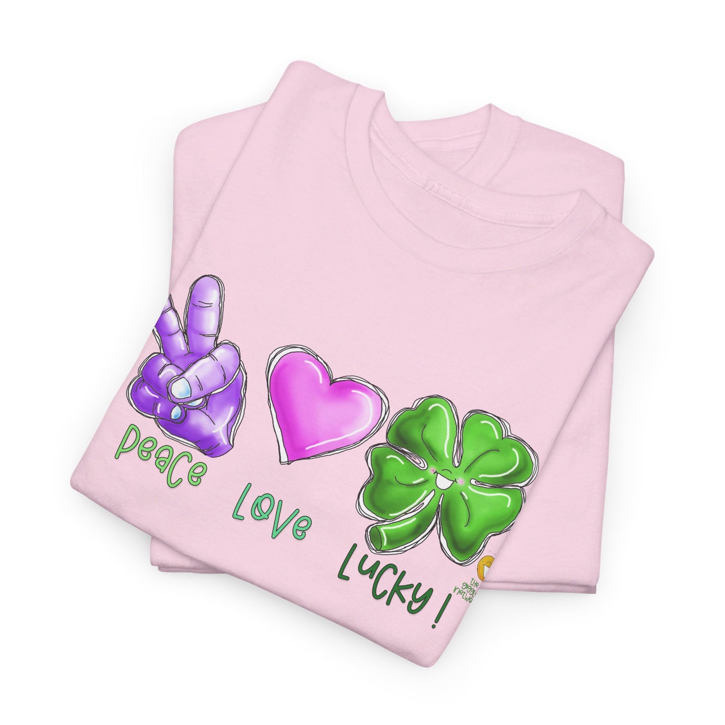 Peace Love and Lucky tshirt, Clovers, St Patricks day tshirt, Peace Love and Lucky by The Giggle Network,All images are Copyrighted by Laurie Repetto and The GIggle Network, and cannot be reproduced without written and dated permission from the artist.