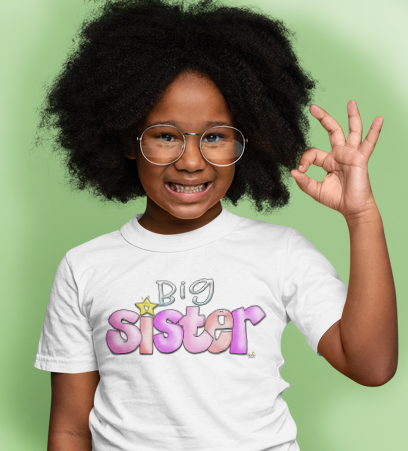 Big Sister Tshirt, Big Sister Gift, New baby Gift, Little Girl, Pink shirt for New sisters