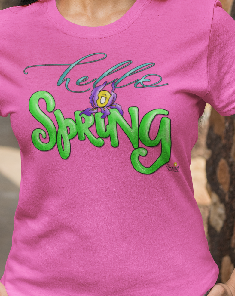 Hello Spring by The Giggle Network, Nurse tshirt, Springtime tshirt, T Shirt for spring, Hello SPring Tshirt