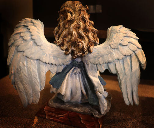 Teenage Angel on Wooden Maple Box with Secret Storage