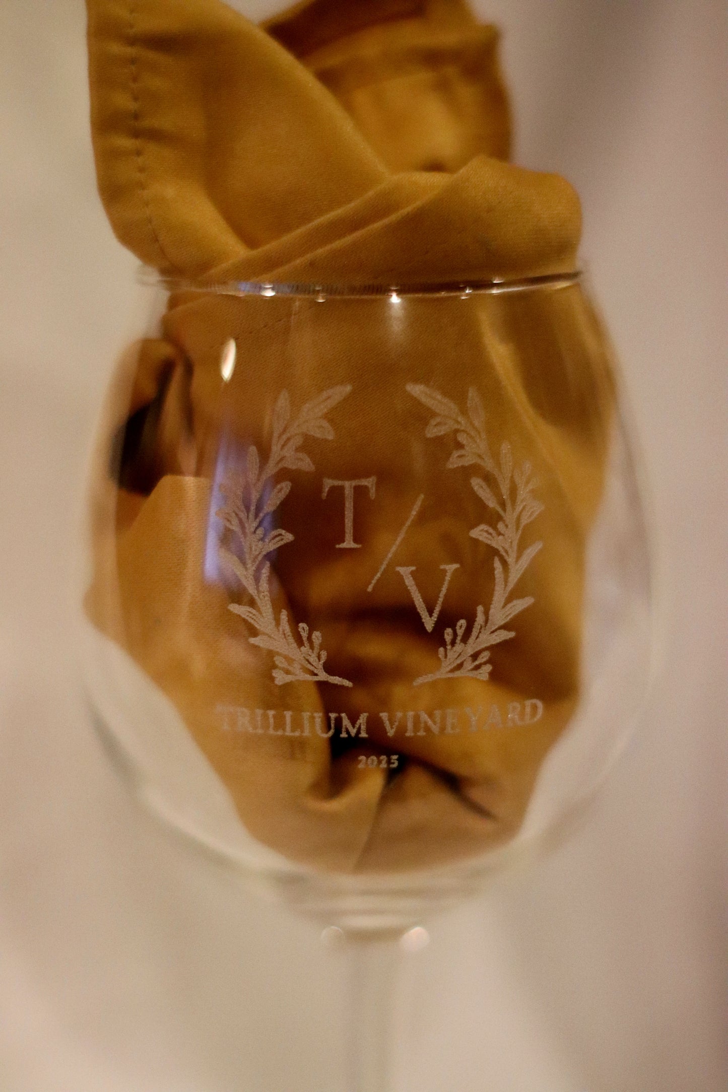 Wine logo or Initials engraving on Stemless Wine Goblet