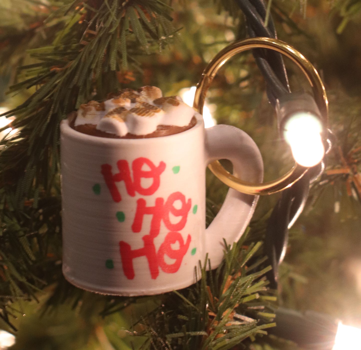 Handpainted Hot Cocoa Cup KeyChain or Ornament
