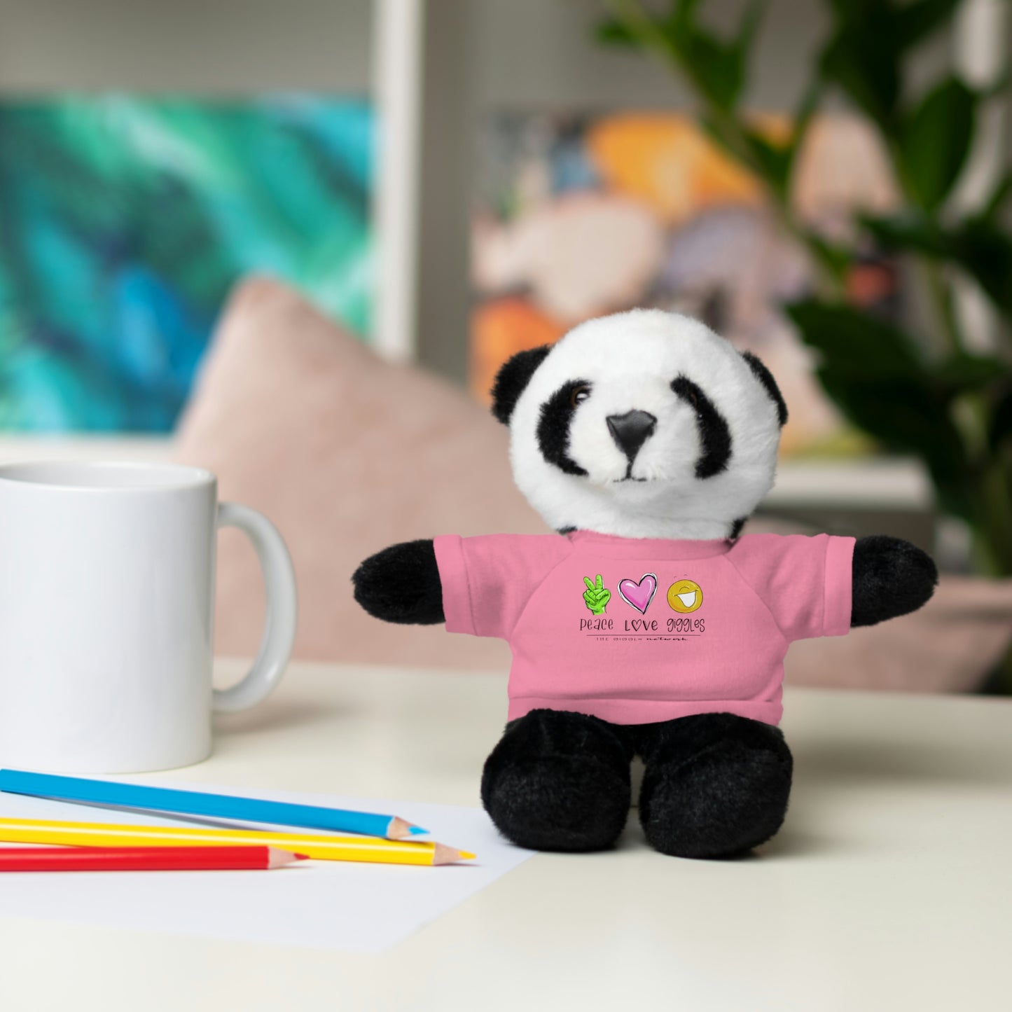 Stuffed Bear, Bunny, or Tiger with Peace, Love, Giggles by The Giggle Network (TM)