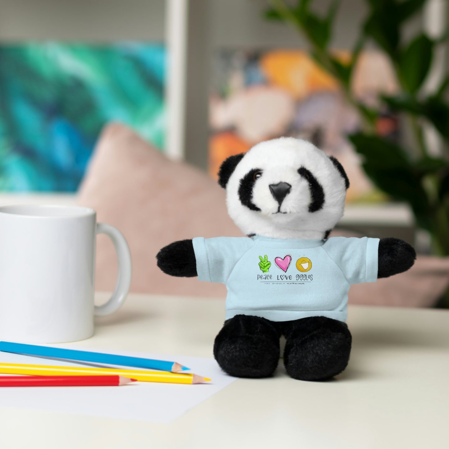Stuffed Bear, Bunny, or Tiger with Peace, Love, Giggles by The Giggle Network (TM)