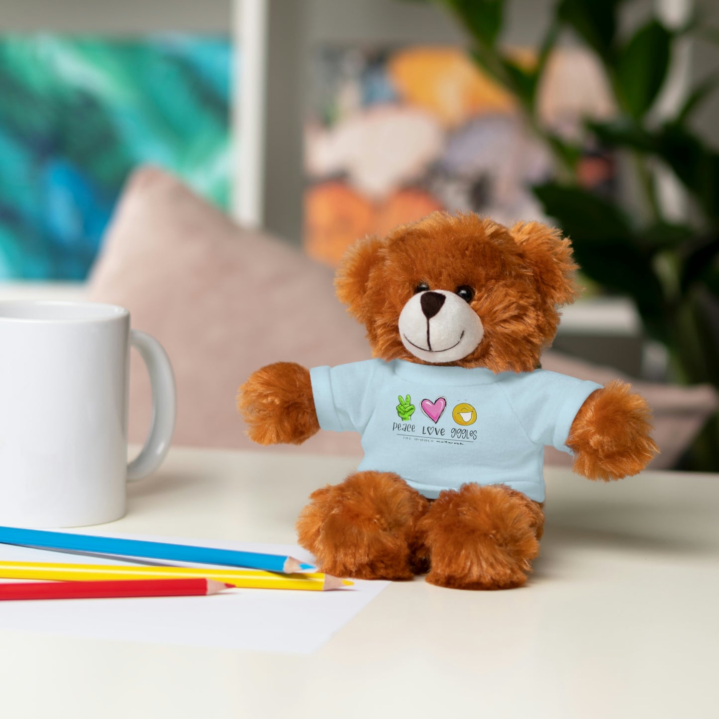 Stuffed Bear, Bunny, or Tiger with Peace, Love, Giggles by The Giggle Network (TM)