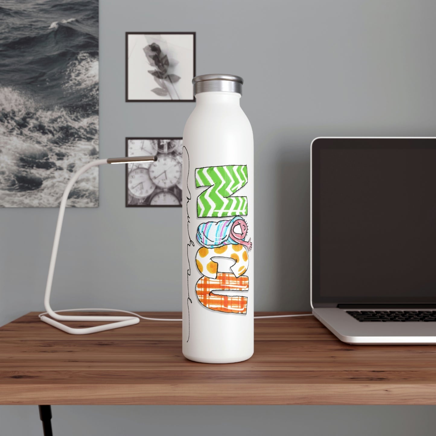 NICU nurse Slim Water Bottle by The Giggle Network (TM)