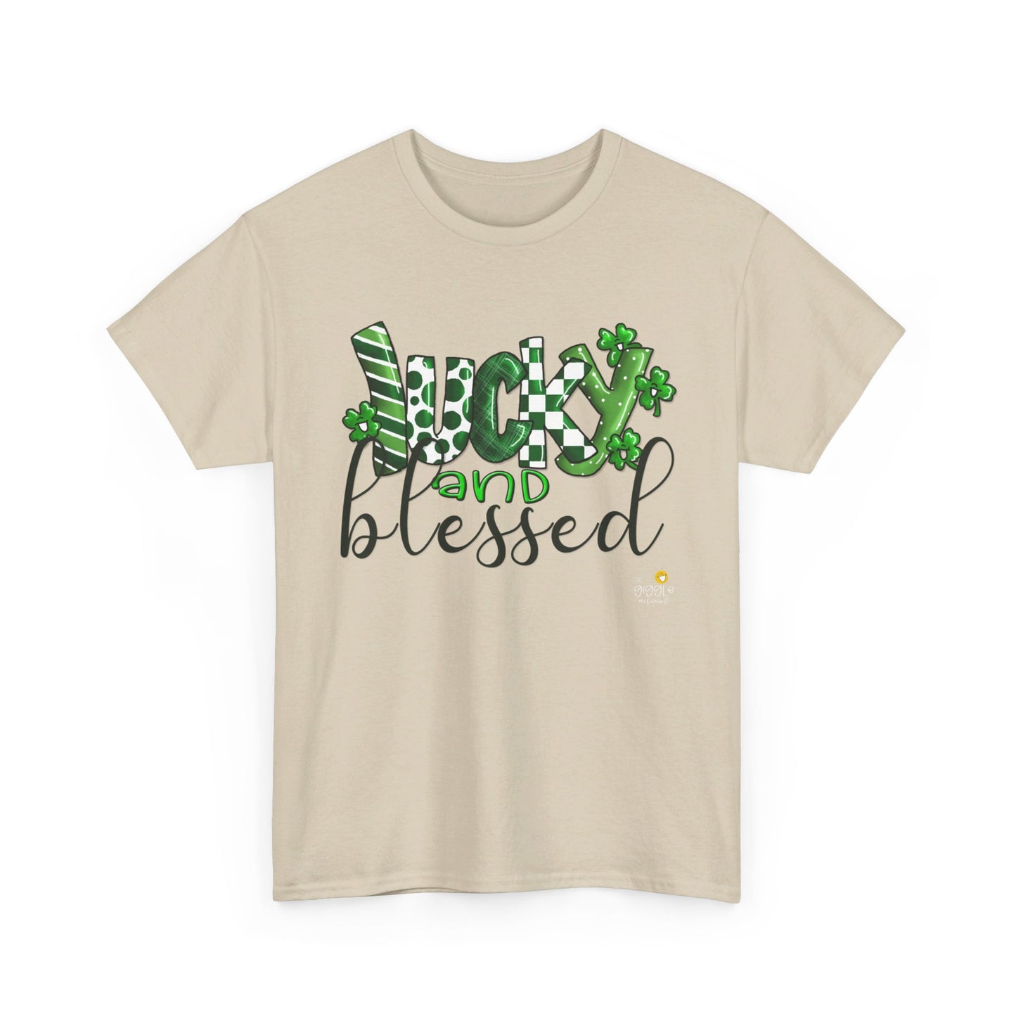 Lucky and blessed tshirt, Clovers,  St Patricks day tshirt, Lucky and Blessed by The Giggle Network,All images are Copyrighted by Laurie Repetto and The GIggle Network, and cannot be reproduced without written and dated permission from the artist.