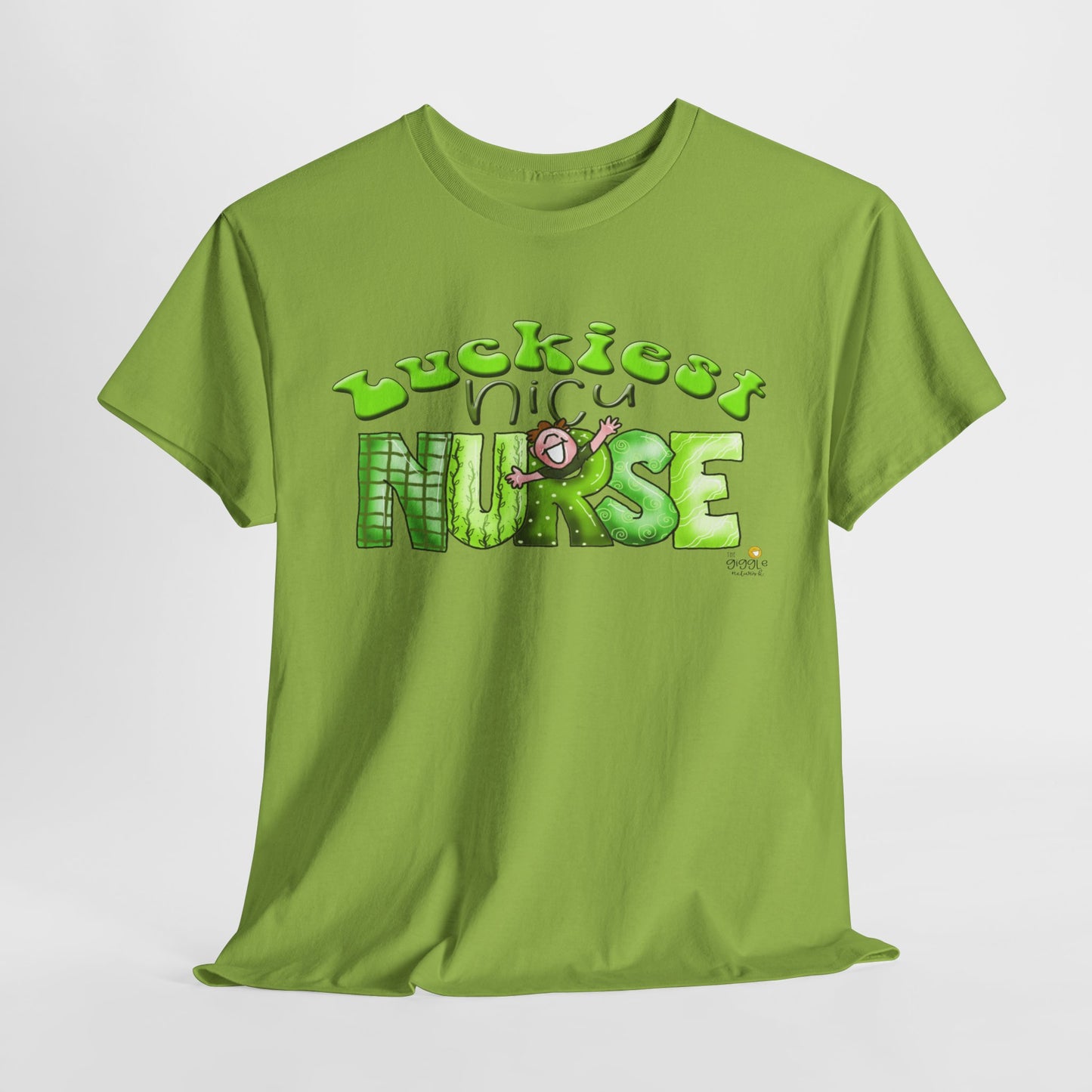 Luckiest NICU nurse tshirt, Clovers,  St Patricks day tshirt, Luckiest NICU nurse by The Giggle Network, All images are Copyrighted by Laurie Repetto and The GIggle Network, and cannot be reproduced without written and dated permission from the artist.