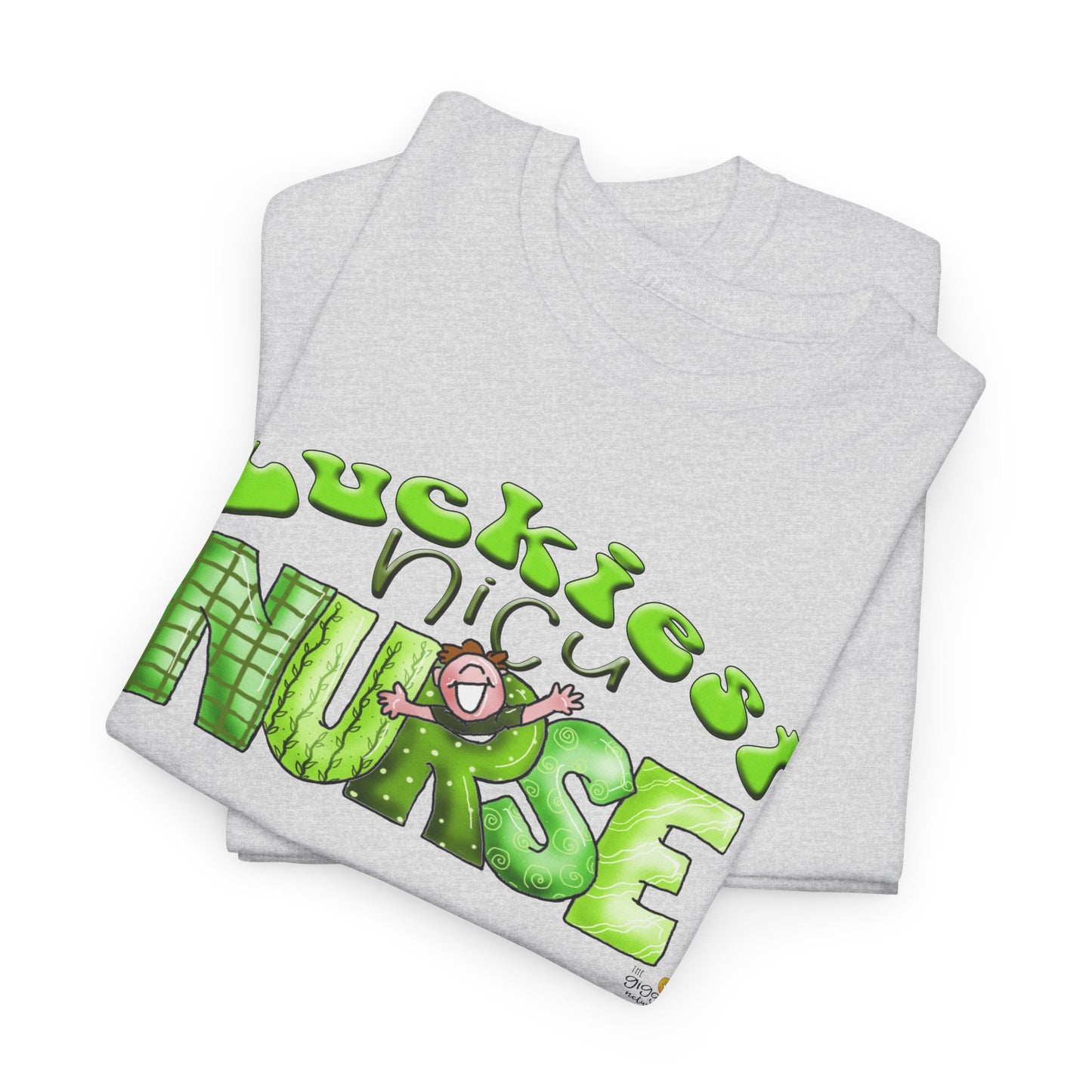 Luckiest NICU nurse tshirt, Clovers,  St Patricks day tshirt, Luckiest NICU nurse by The Giggle Network, All images are Copyrighted by Laurie Repetto and The GIggle Network, and cannot be reproduced without written and dated permission from the artist.