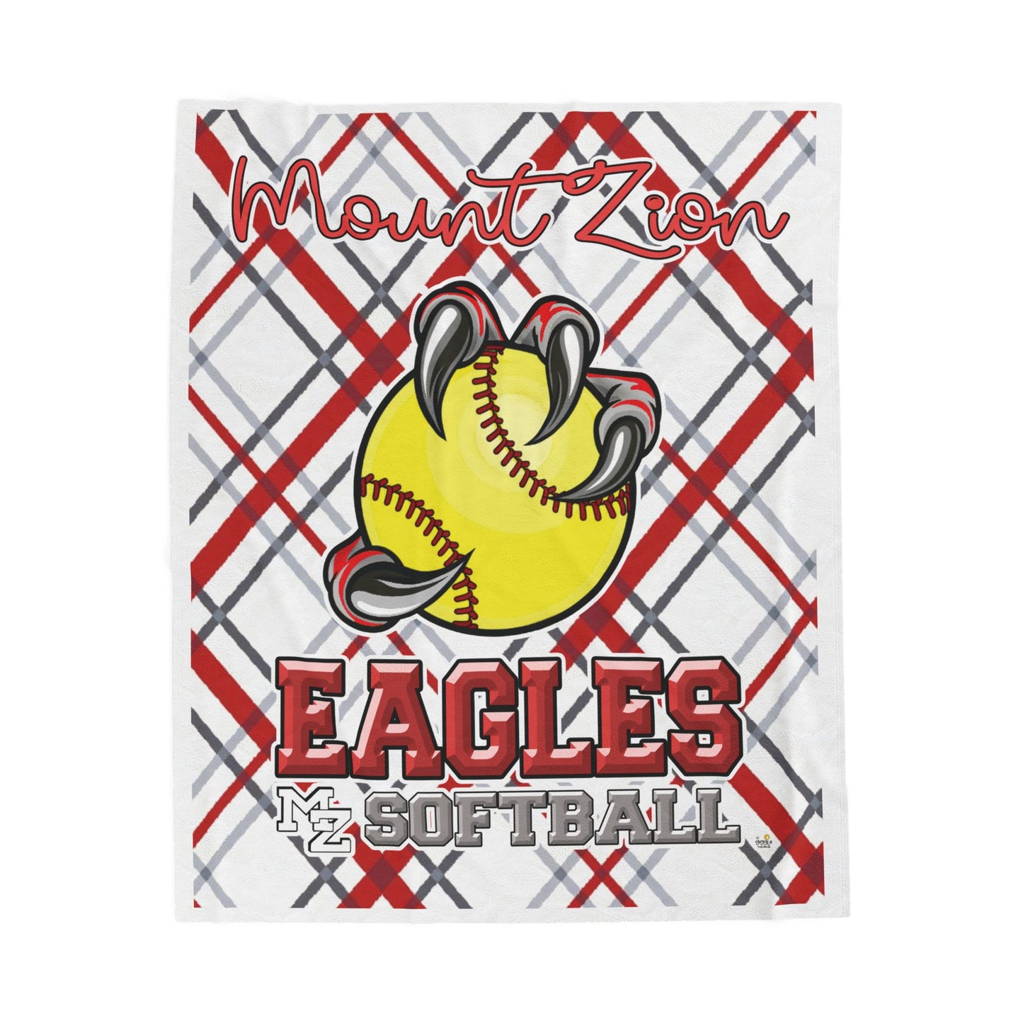 Sporty Velveteen Plush Blanket for Softball Lovers | Personalized Mount Zion Eagles Throw, Cozy Gift for Sports Fans, Home Decor
