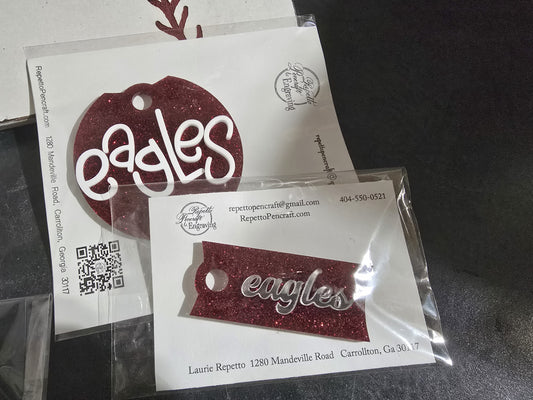 40oz Tumbler Toppers Eagles on Red Glitter Acrylic