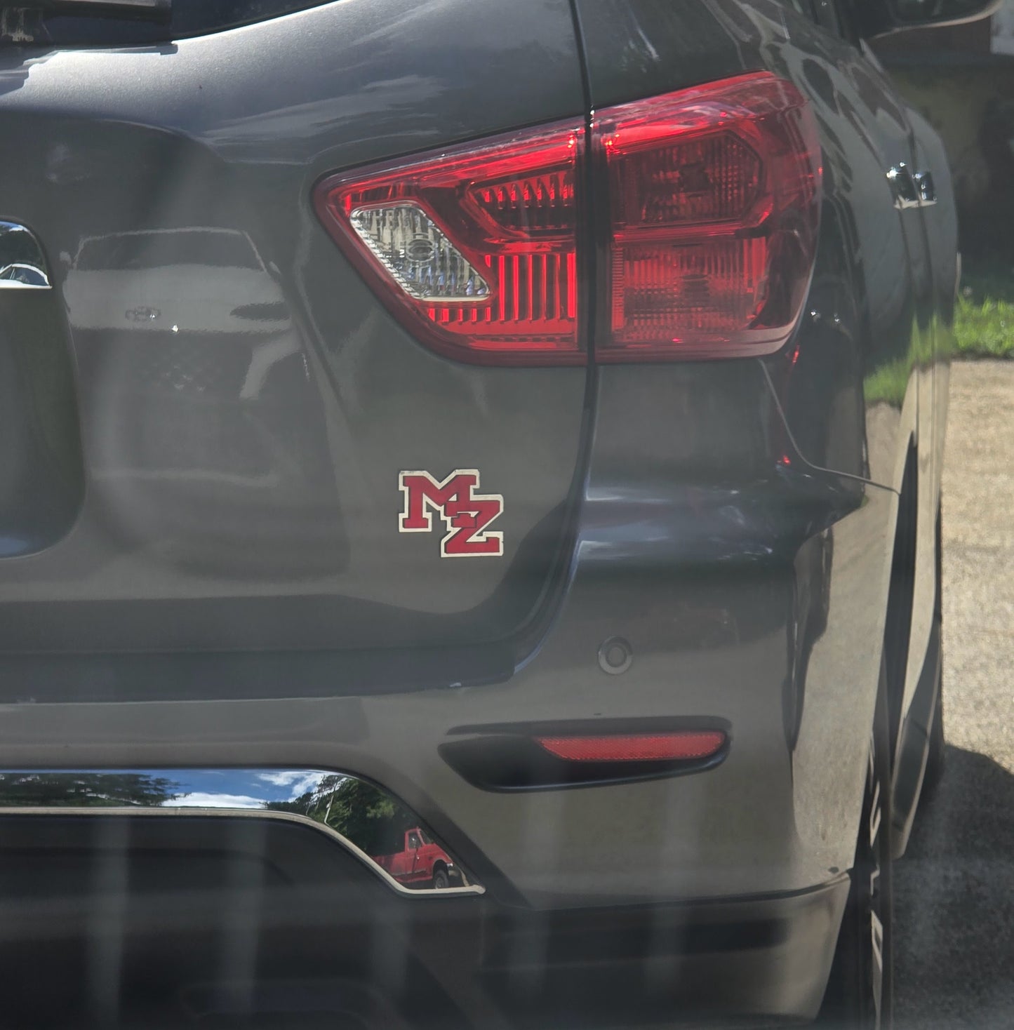 Red Mirror MZ Acrylic Car Emblem- Self Adhesive- MZ Eagles