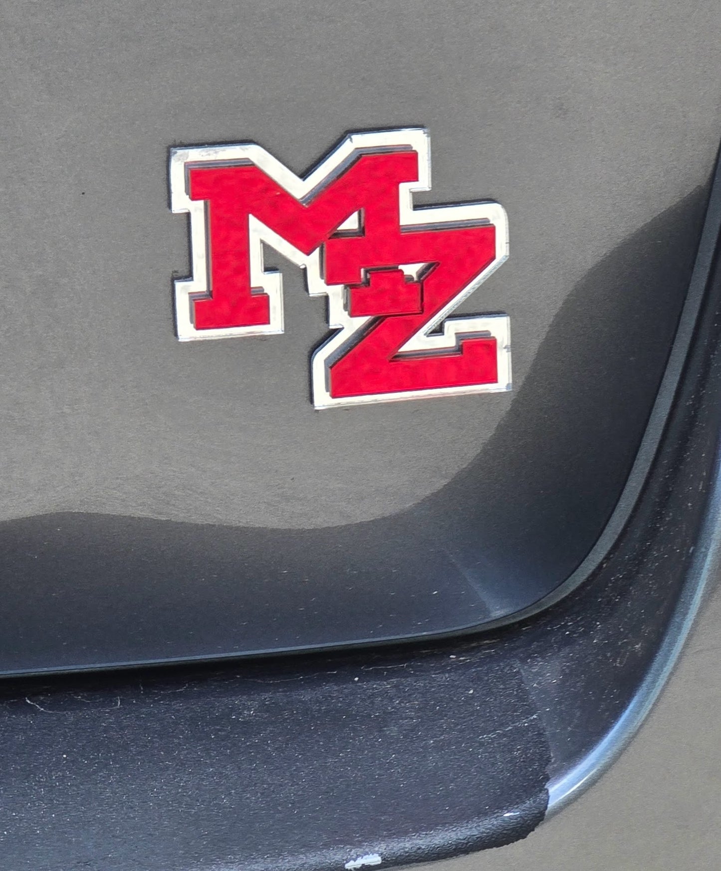Red Mirror MZ Acrylic Car Emblem- Self Adhesive- MZ Eagles