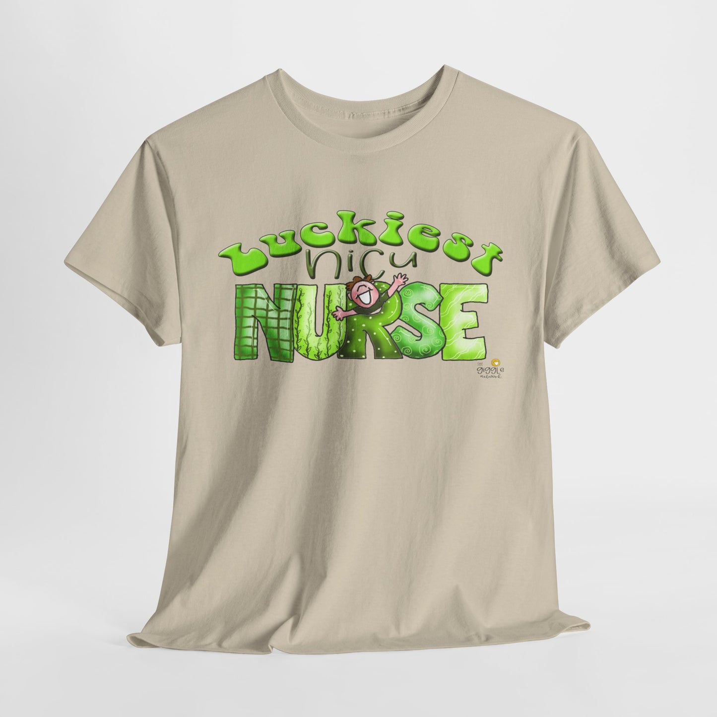 Luckiest NICU nurse tshirt, Clovers,  St Patricks day tshirt, Luckiest NICU nurse by The Giggle Network, All images are Copyrighted by Laurie Repetto and The GIggle Network, and cannot be reproduced without written and dated permission from the artist.