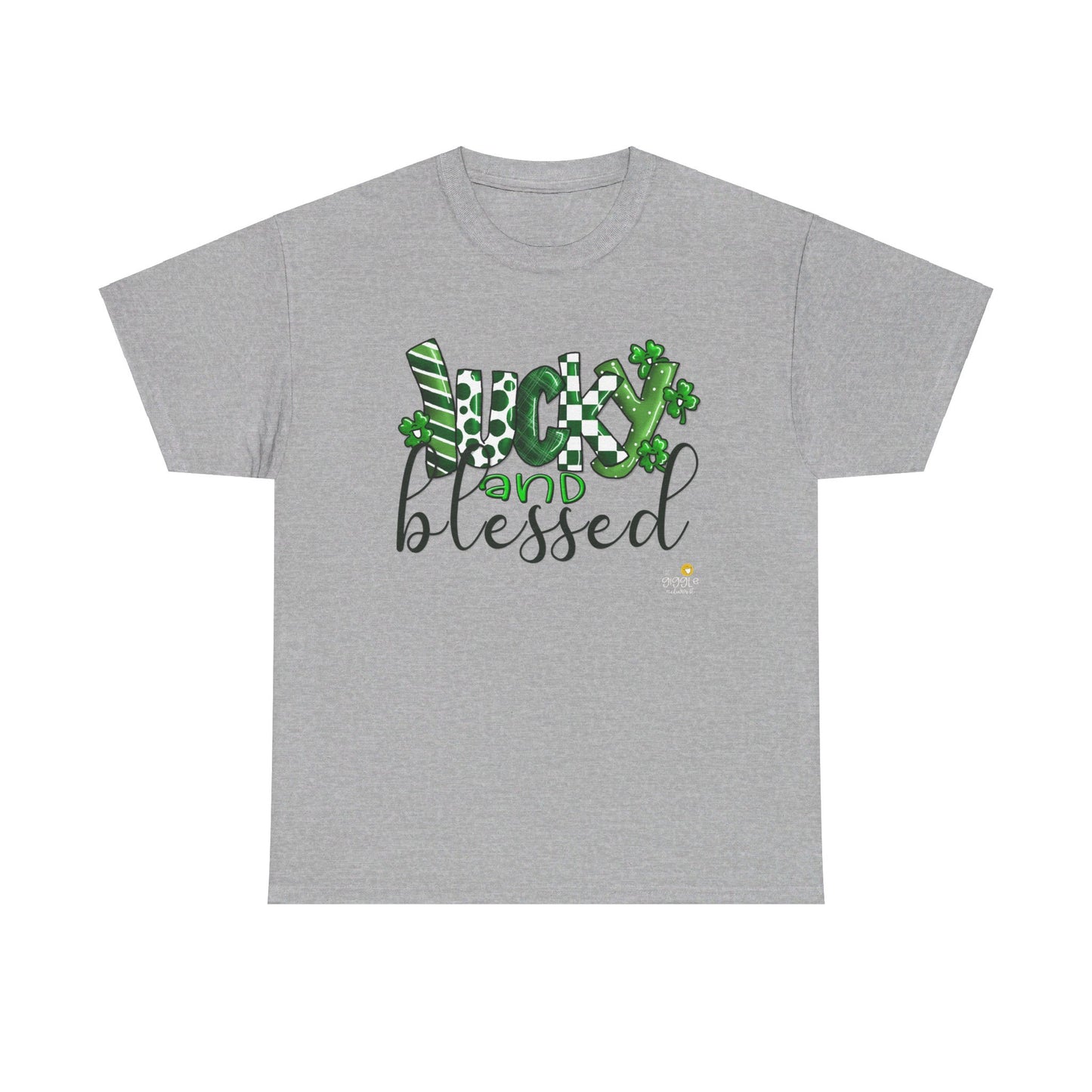 Lucky and blessed tshirt, Clovers,  St Patricks day tshirt, Lucky and Blessed by The Giggle Network,All images are Copyrighted by Laurie Repetto and The GIggle Network, and cannot be reproduced without written and dated permission from the artist.