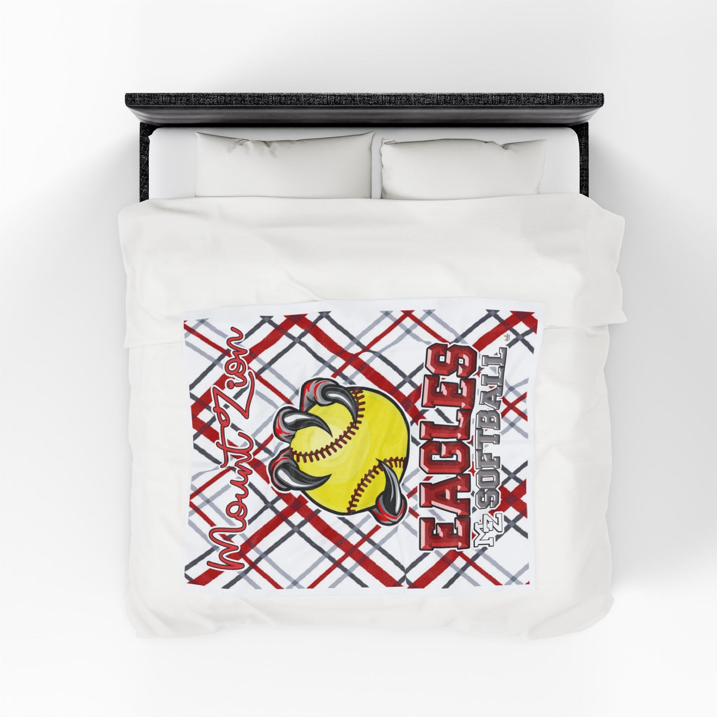 Sporty Velveteen Plush Blanket for Softball Lovers | Personalized Mount Zion Eagles Throw, Cozy Gift for Sports Fans, Home Decor