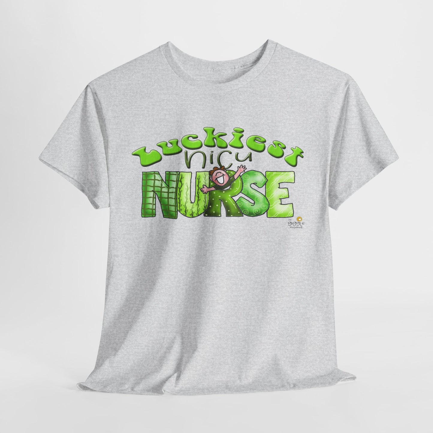 Luckiest NICU nurse tshirt, Clovers,  St Patricks day tshirt, Luckiest NICU nurse by The Giggle Network, All images are Copyrighted by Laurie Repetto and The GIggle Network, and cannot be reproduced without written and dated permission from the artist.