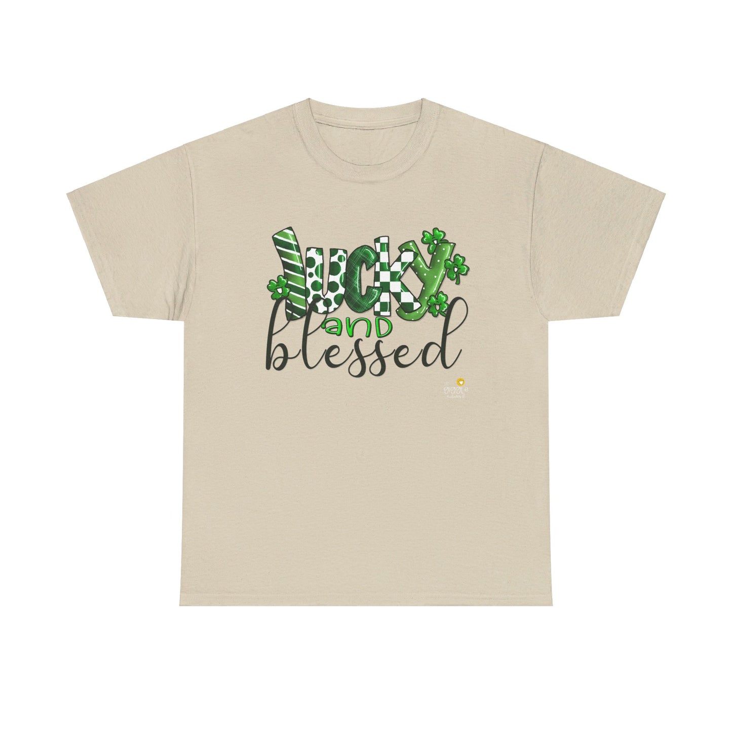 Lucky and blessed tshirt, Clovers,  St Patricks day tshirt, Lucky and Blessed by The Giggle Network,All images are Copyrighted by Laurie Repetto and The GIggle Network, and cannot be reproduced without written and dated permission from the artist.