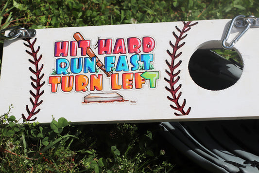 Baseball Chainlink Foot Rest HIT HARD RUN FAST TURN LEFT, Softball Chainlink Foot Rest