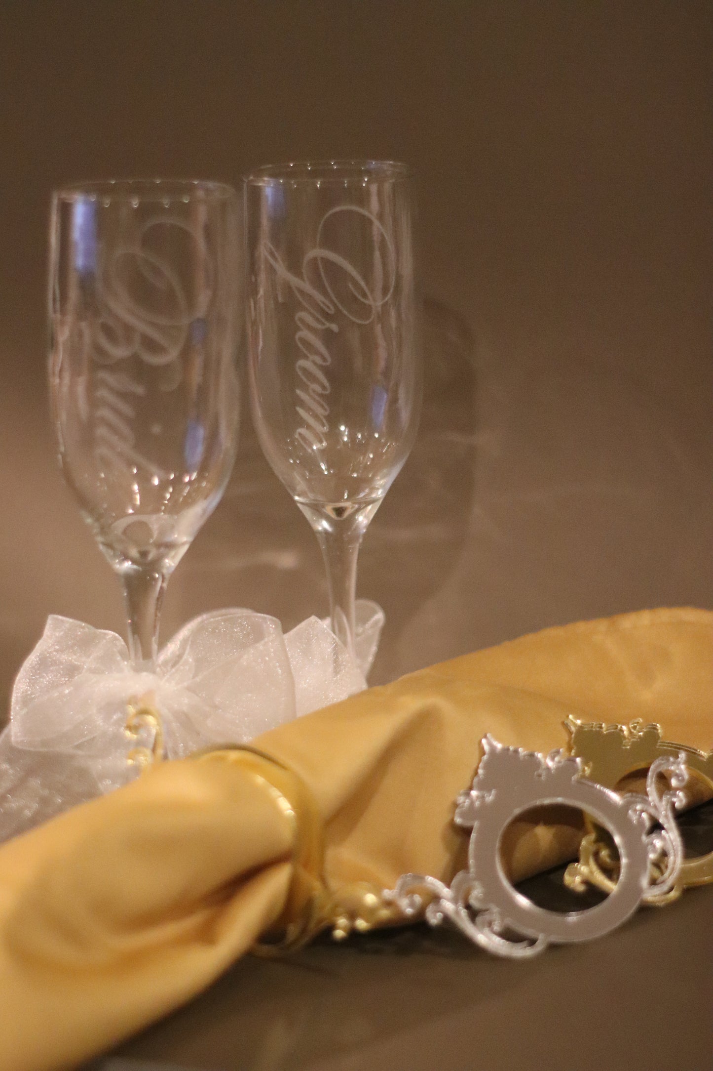 Bride and Groom Flutes Engraving