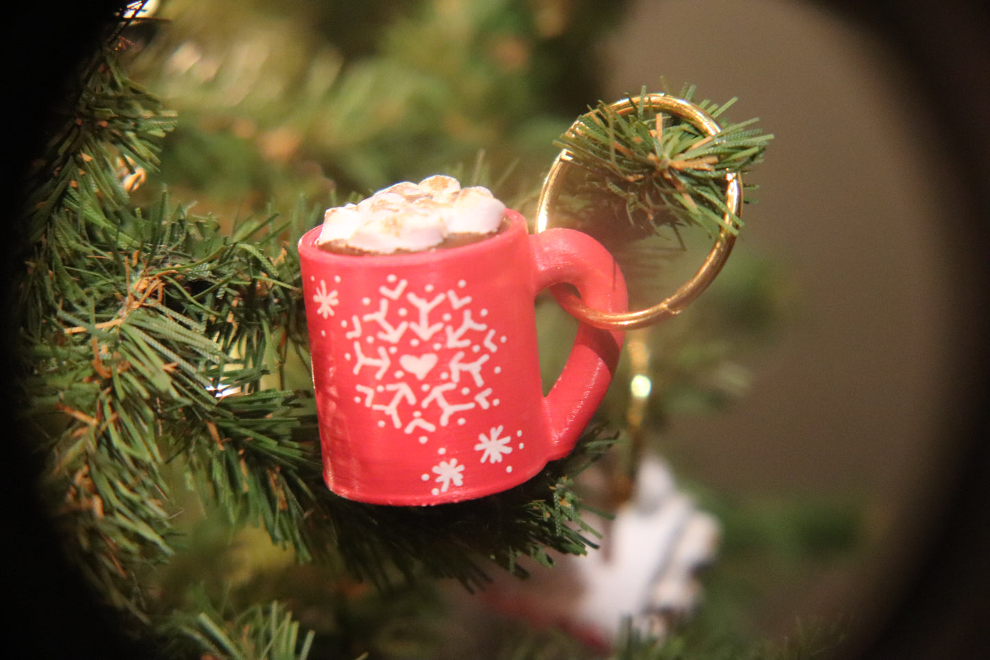 Handpainted Hot Cocoa Cup KeyChain or Ornament