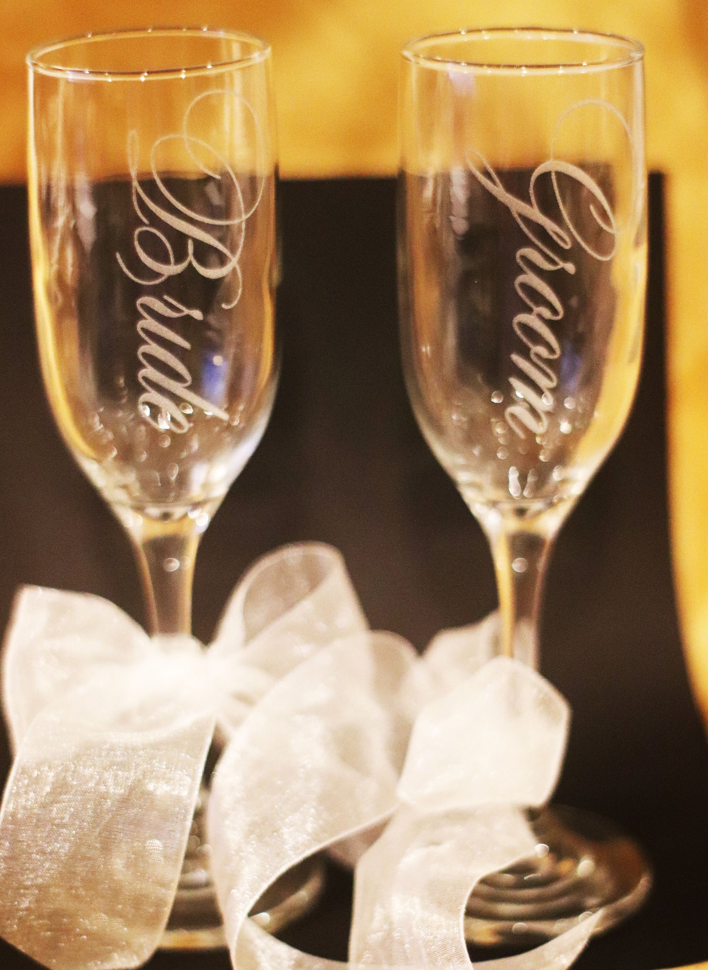 Bride and Groom Flutes Engraving