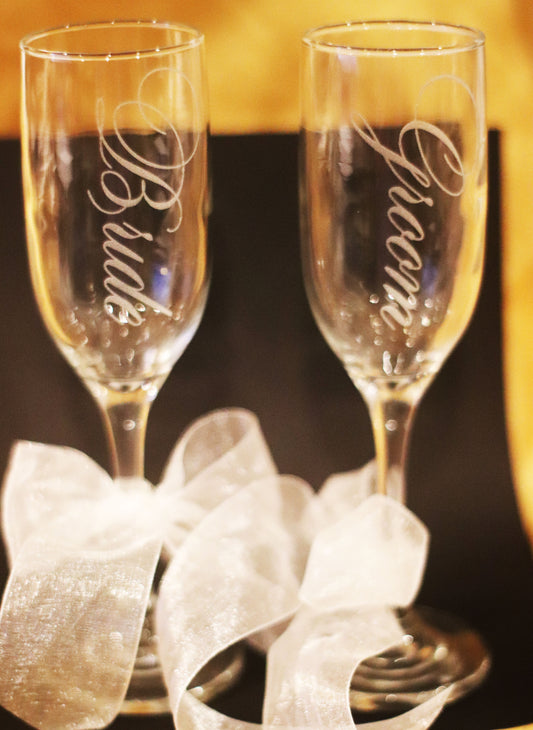 Bride and Groom Flutes Engraving