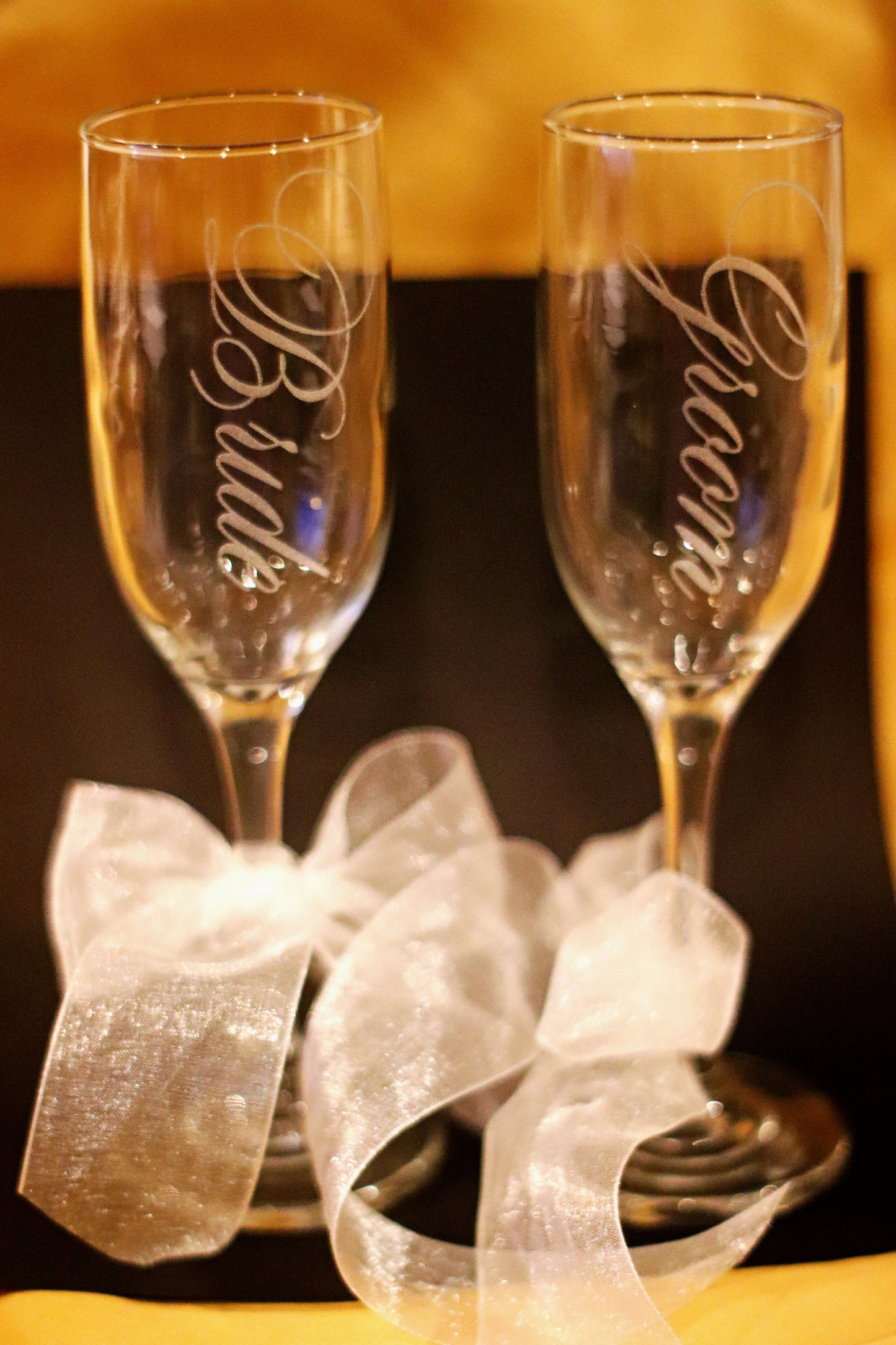 Bride and Groom Flutes Engraving