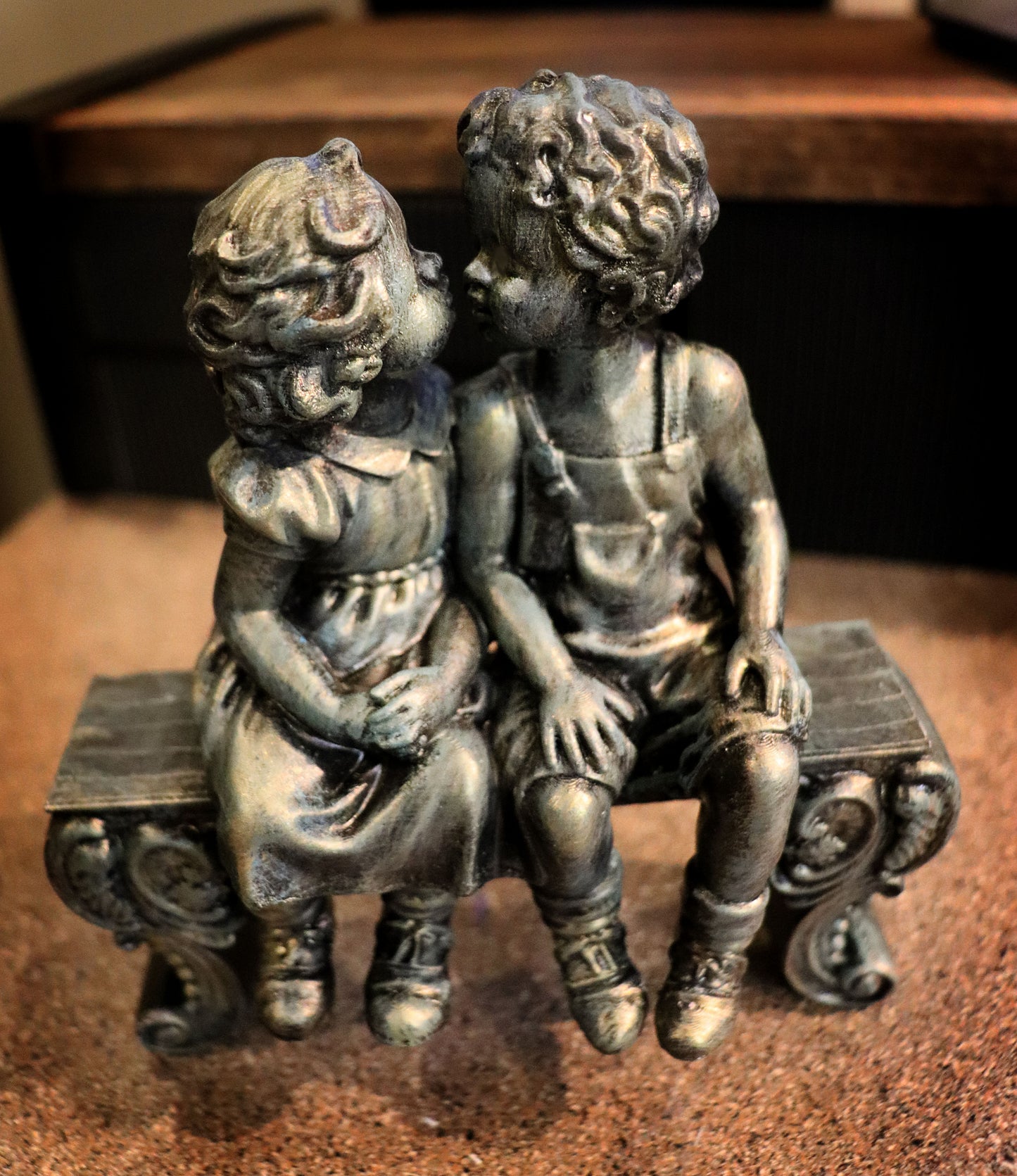 Garden Children on Bench - Plant Decoration