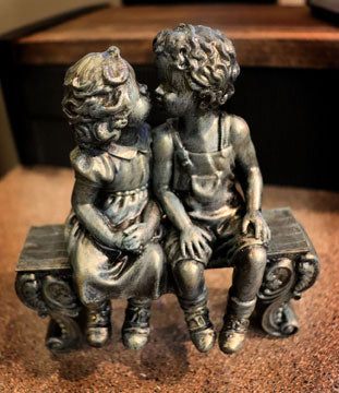 Garden Children on Bench - Plant Decoration